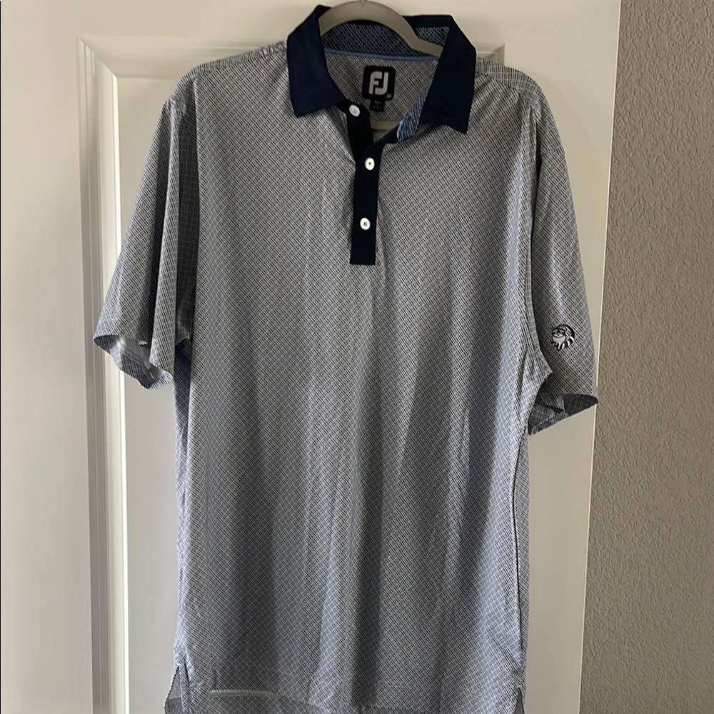 FootJoy Navy and White Flower print Polo, M